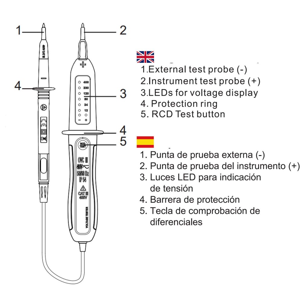 Detector de Tensão e Prova Diferêncial DT220 - Imagem 2